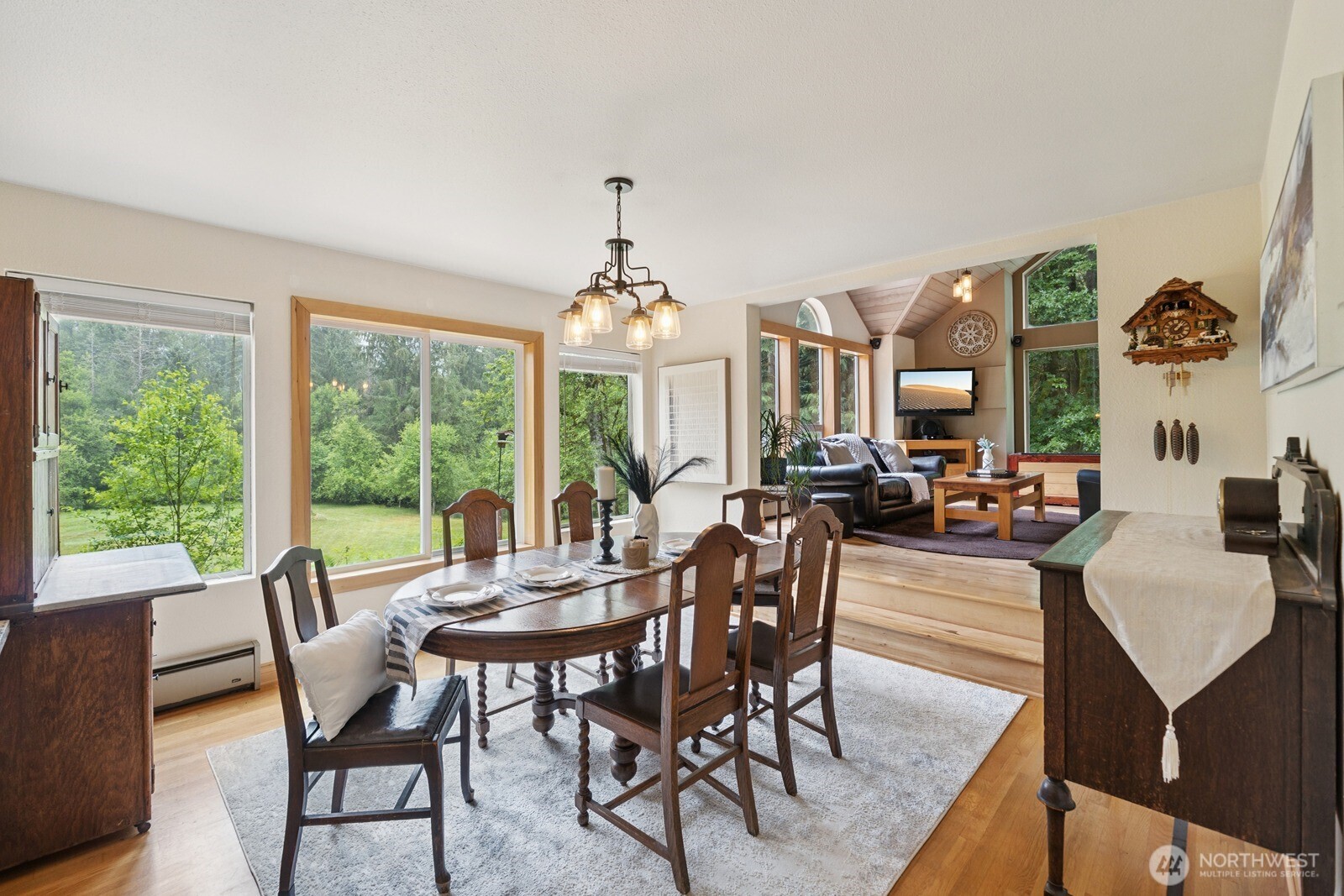 45908 Southeast Edgewick Road North Bend, WA 98045 - Photo 10 of 40 a view of a dining room with furniture window and outside view