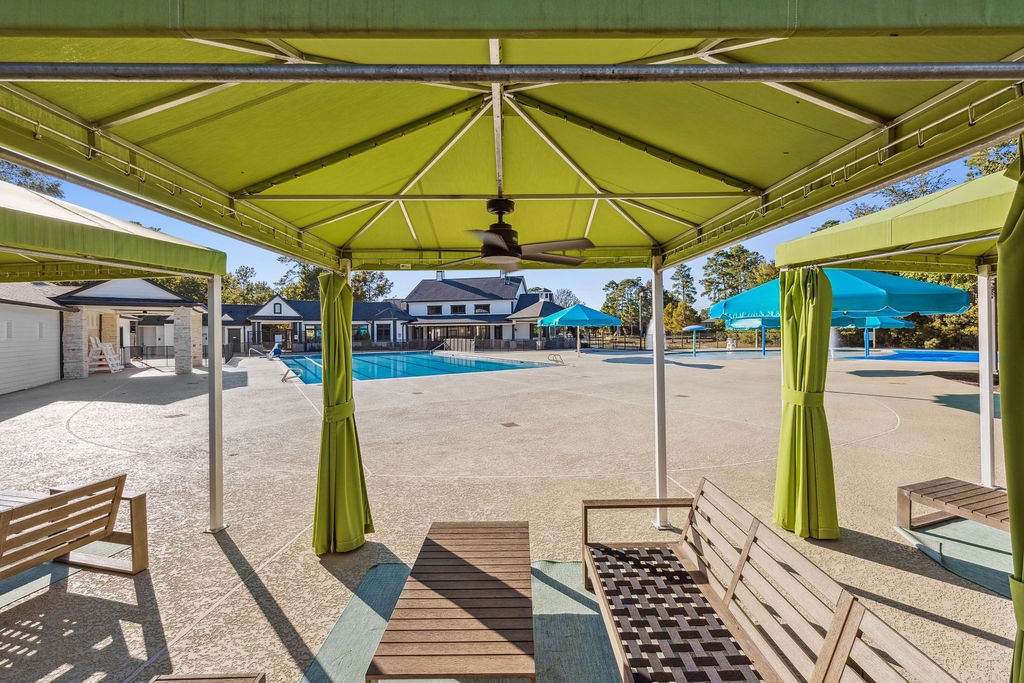 31306 Summit Grove Lane Spring, TX 77386 - Photo 36 of 45 a patio with a table and chairs under an umbrella