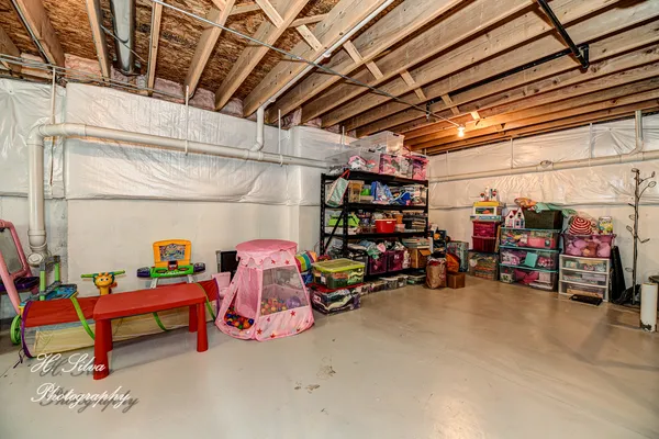 a view of a garage with toys