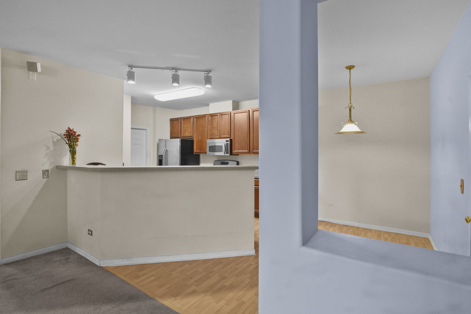8815 Concord Lane, Unit G Justice, IL 60458 - Photo 8 of 27 a kitchen view of a refrigerator and window