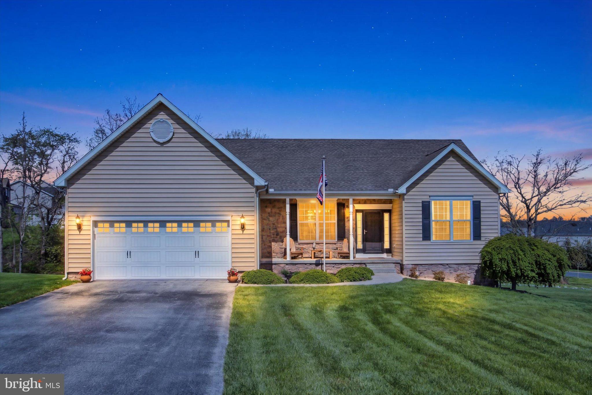 Charming home at twilight glow.