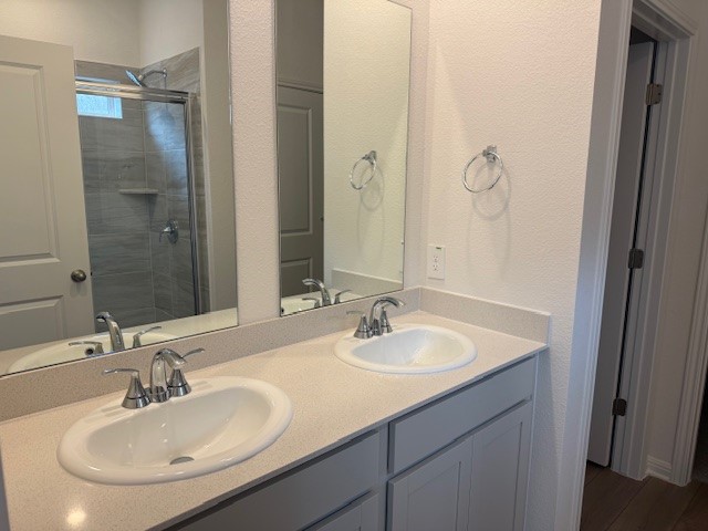 117 Maple Hedge Road Hutto, TX 78634 - Photo 4 of 7 a bathroom with a sink and a mirror