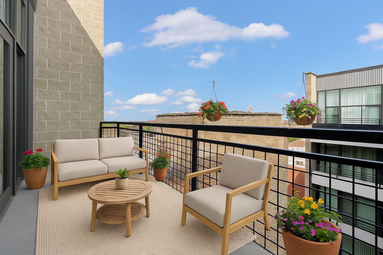 1224 West Van Buren Street, Unit 809 Chicago, IL 60607 - Photo 13 of 25 a balcony with furniture and flowers