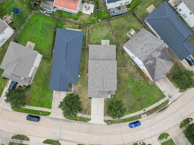 an aerial view of a house