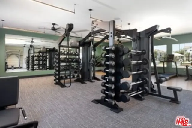 a view of a room with gym equipment