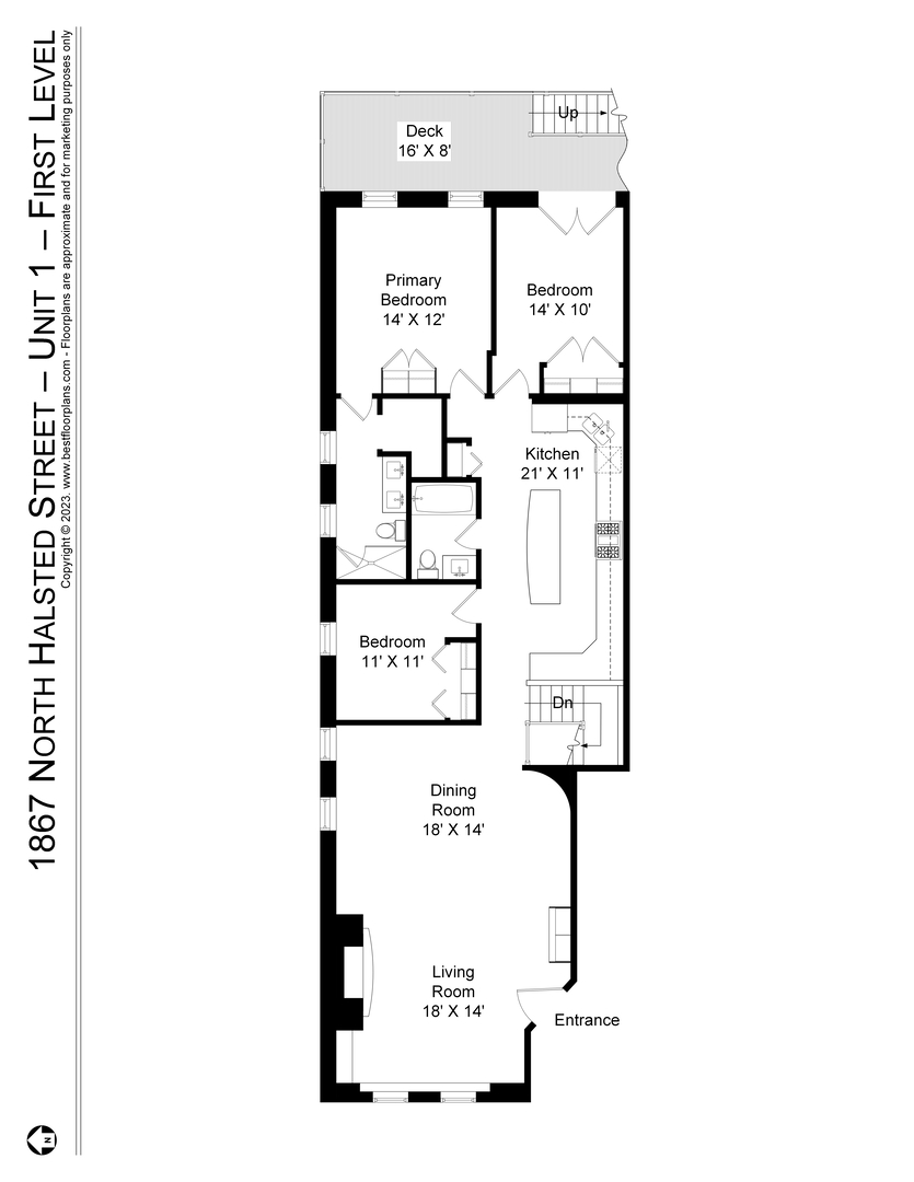 1867 North Halsted Street, Unit 1N Chicago, IL 60614 - Photo 29 of 30 a picture of a bench in front of a wall