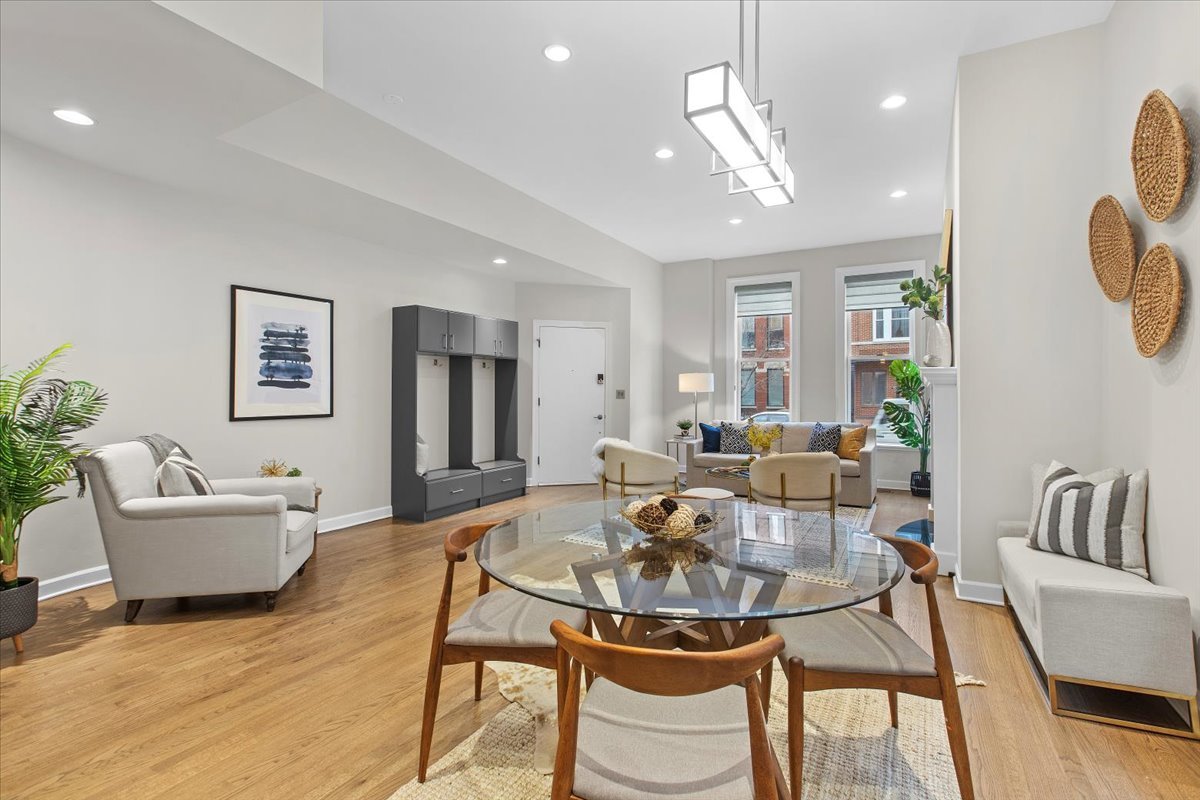 1867 North Halsted Street, Unit 1N Chicago, IL 60614 - Photo 8 of 30 a living room with furniture kitchen and a table