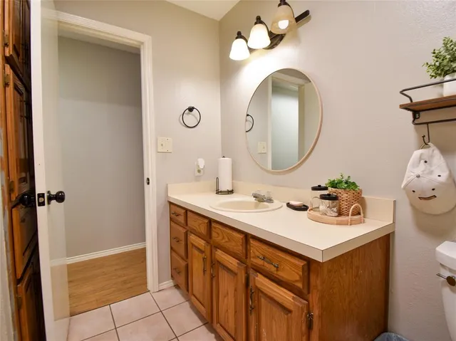 an entryway with a workspace