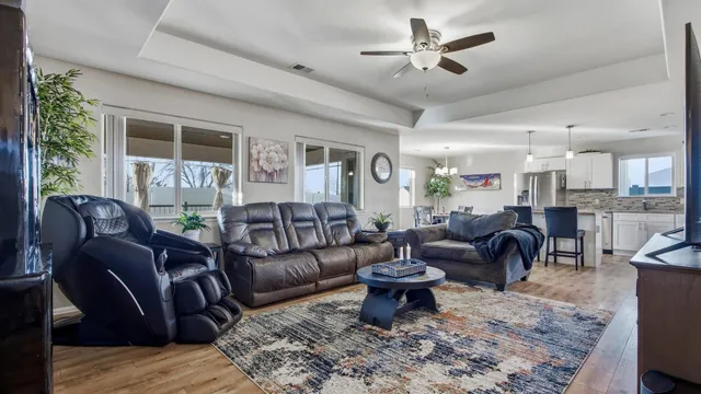 a living room with furniture
