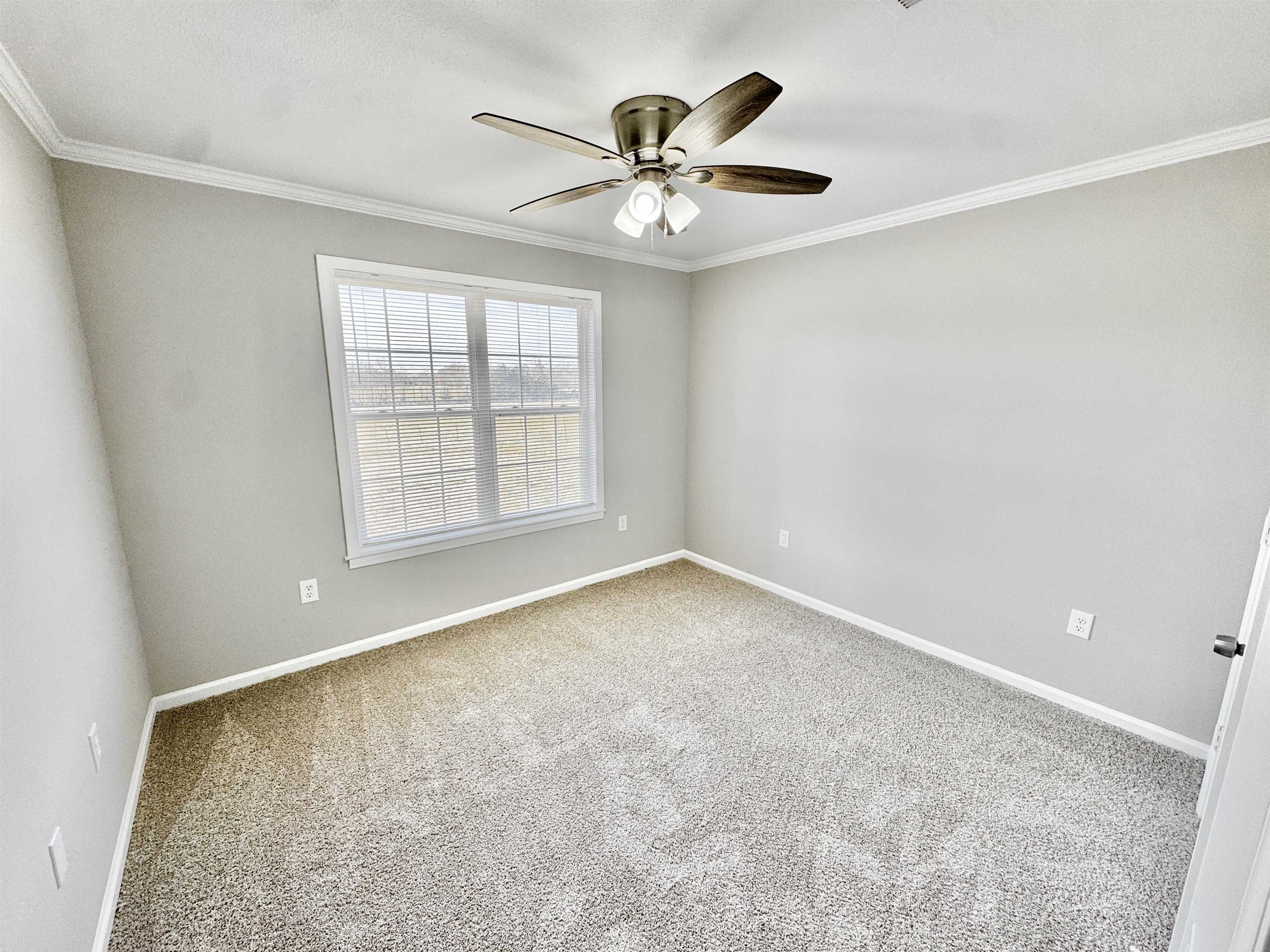 788 Bruce Road Whiteville, TN 38075 - Photo 15 of 39 Bedroom featuring carpet flooring, crown molding, and ceiling fan