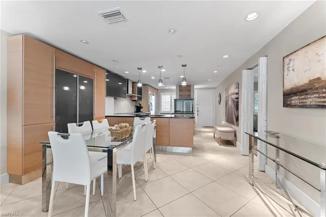 a view of a dining area with furniture