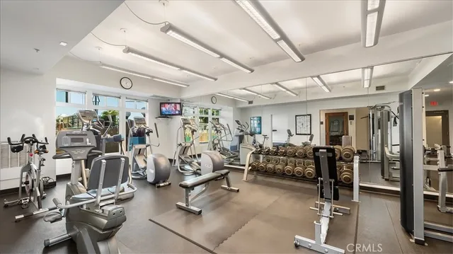 a view of a room with gym equipment