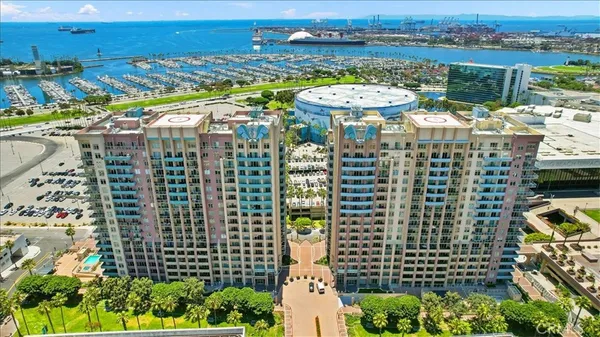 a view of a city with tall buildings