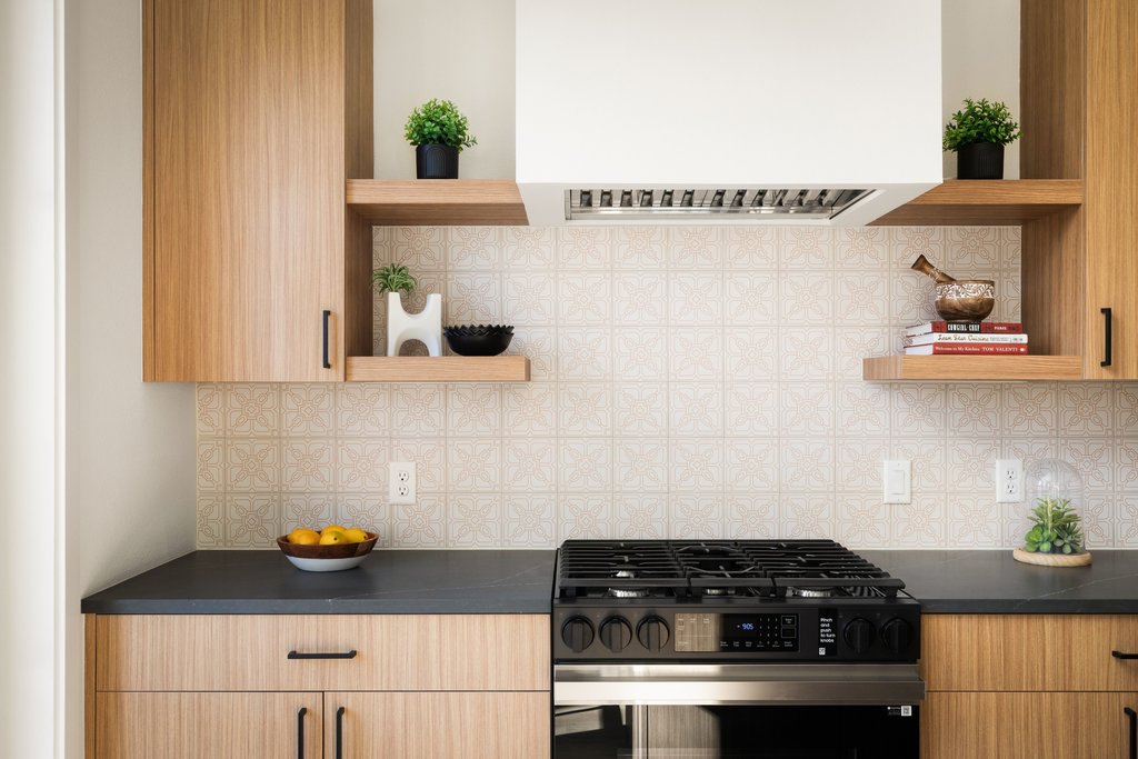 3500 Pecan Springs Road, Unit 13 Austin, TX 78723 - Photo 10 of 33 Handmade tiles from Clay Imports and open shelving.