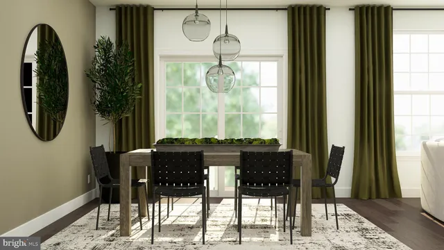 a table with chairs and window