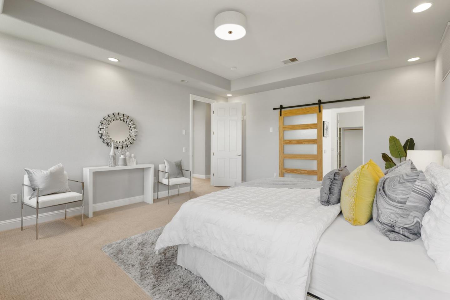 1173 Elysian Place San Jose, CA 95125 - Photo 30 of 60 a bedroom with a bed and a chandelier