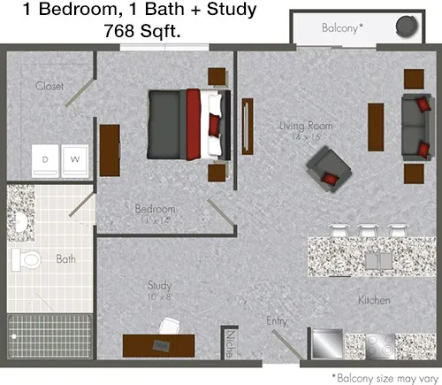 a balcony with couch