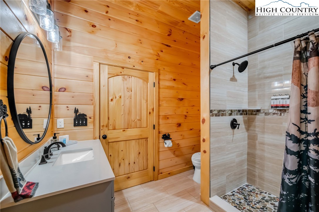 2533 Buck Mountain Road Purlear, NC 28665 - Photo 17 of 40 a bathroom with a sink a toilet and shower
