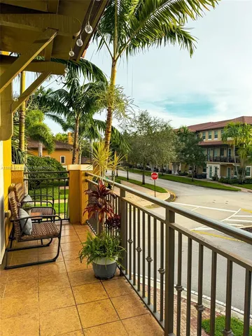 a view of steet with deck