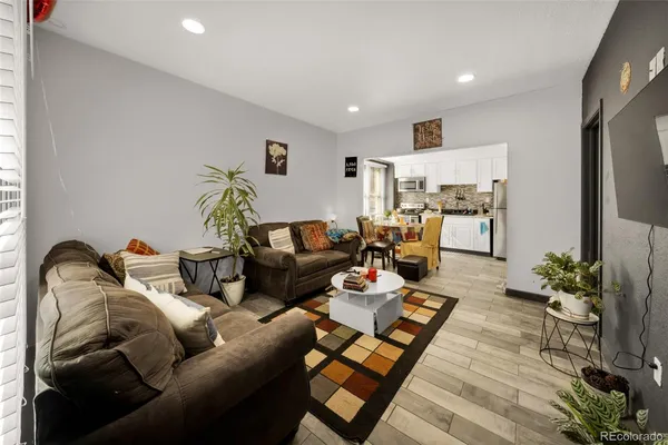 a living room with furniture