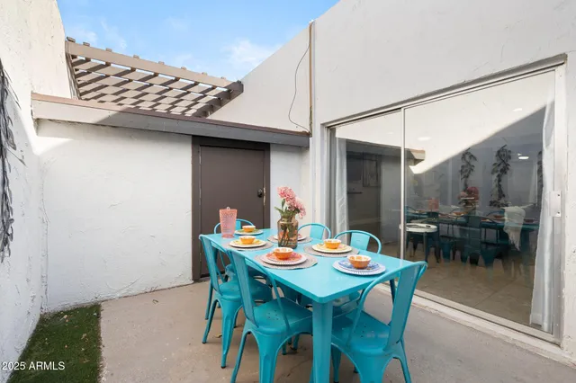a dining room with furniture and a table
