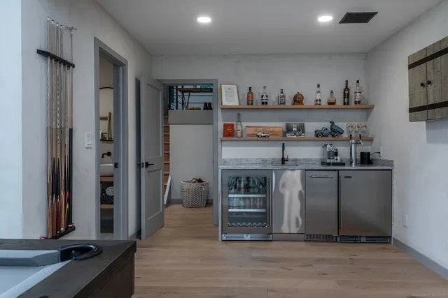 a room with cabinets