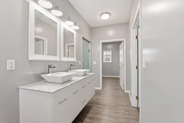 a bathroom with a shower