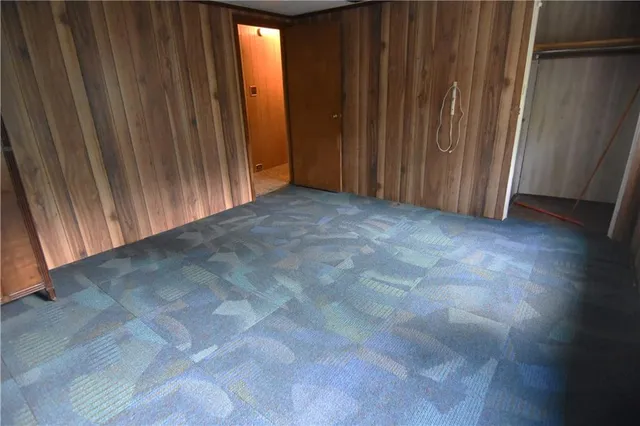 a view of a room with a door