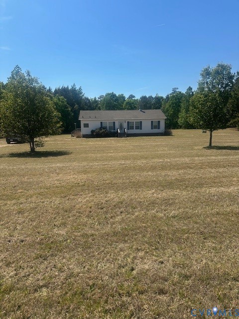 a view of a lake with a yard