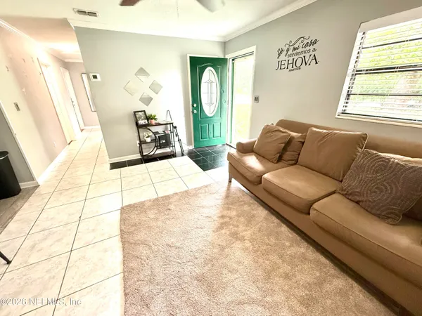 a living room with furniture