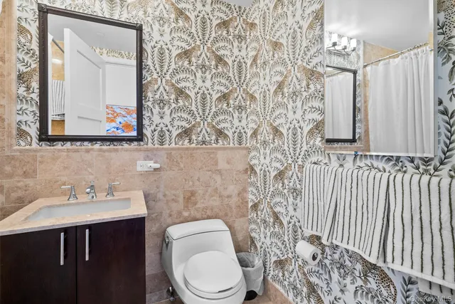 a bathroom with a toilet a sink and a mirror