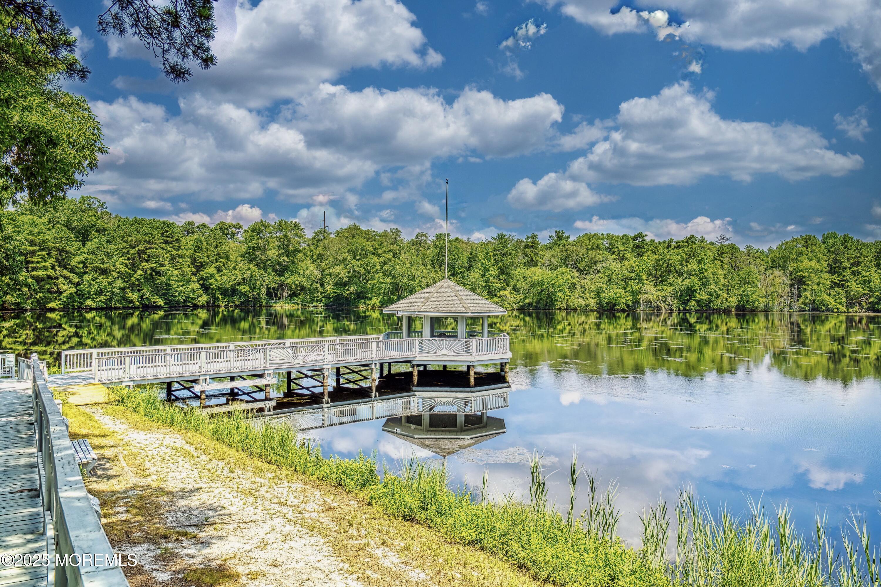 567 A Mayfair Road Manchester Township, NJ 08759 - Photo 28 of 46 a view of a swimming pool with lawn chairs under an umbrella