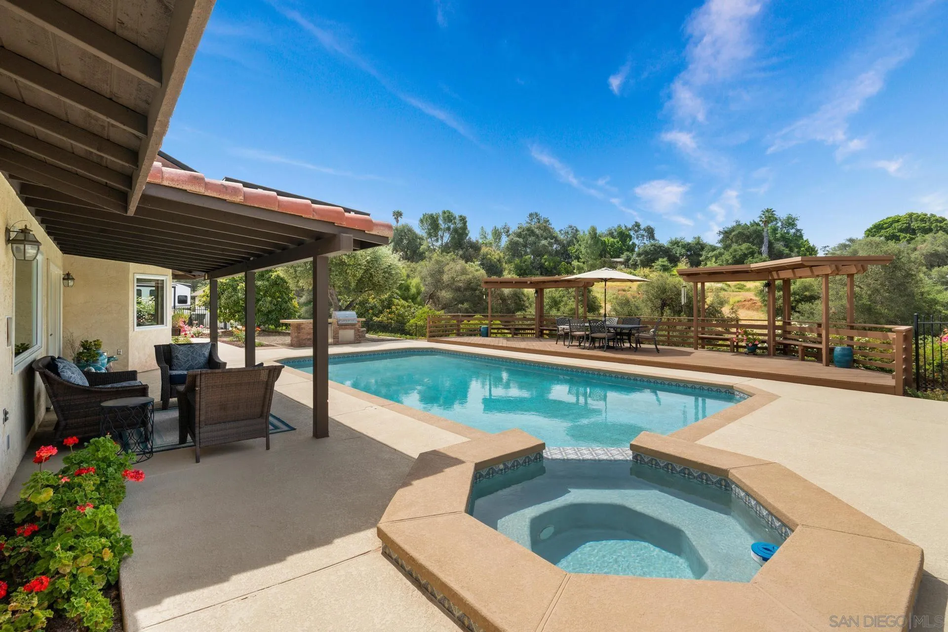1009 Summit Trail Escondido, CA 92025 - Photo 27 of 59 a view of swimming pool with seating space
