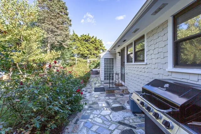 a backyard of a house with lots of green space