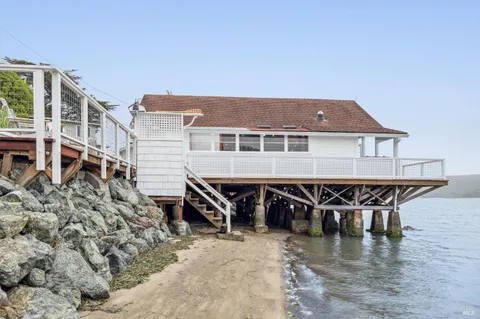 an outdoor space with furniture