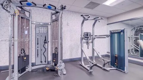 a view of a room with gym equipment
