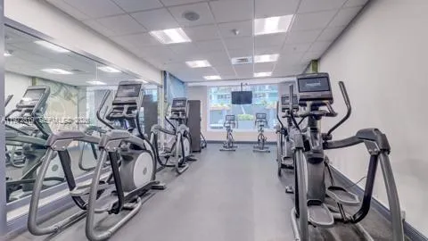 a view of a room with gym equipment