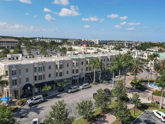 a view of a city with tall buildings