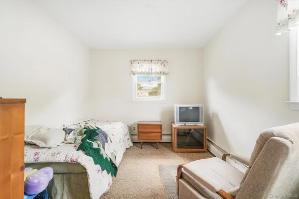 a bedroom with furniture and a window