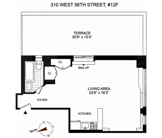 $995,000 | 310 West 56th Street, Unit 12F | Hell's Kitchen