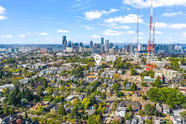 a view of a city with tall buildings