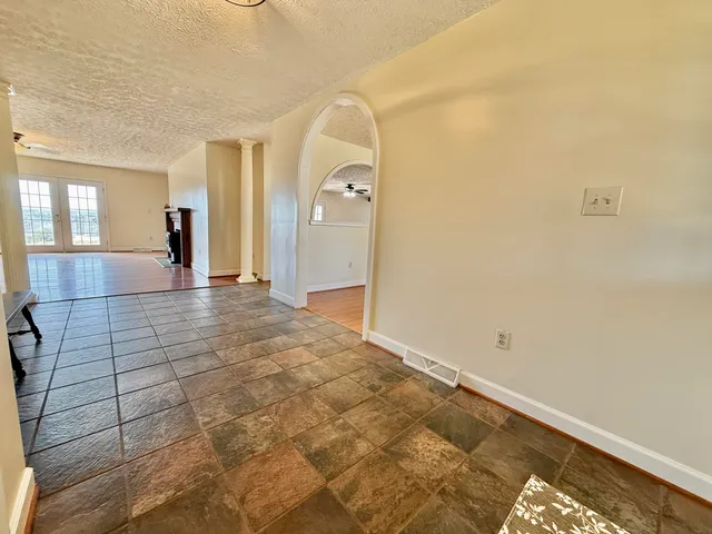 a view of a room with racks on the wall