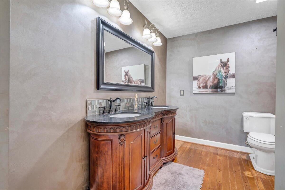2011 Spencer-Preston Road Martinsville, VA 24112 - Photo 66 of 130 a bathroom with a granite countertop sink a toilet and a mirror