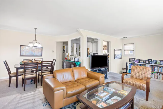 an outdoor sitting area with furniture and garden