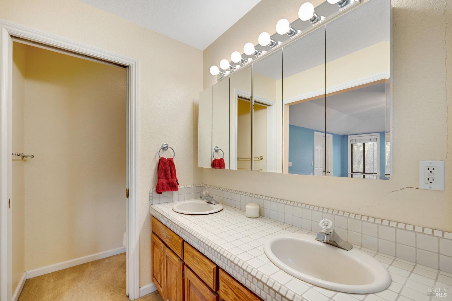 504 Jenifer Court Santa Rosa, CA 95404 - Photo 53 of 61 a bathroom with a sink vanity and a mirror