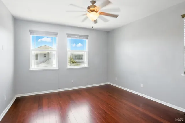 a view of an empty walk in closet