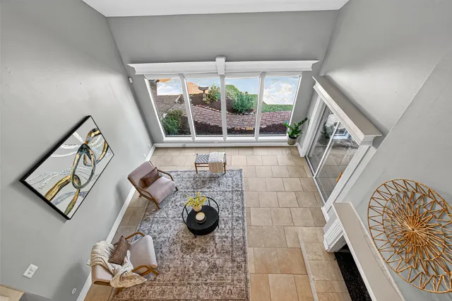 a view of a living room and a window