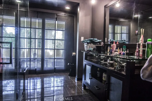 a room with lots of wooden furniture