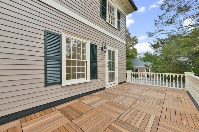 a view of a wooden deck