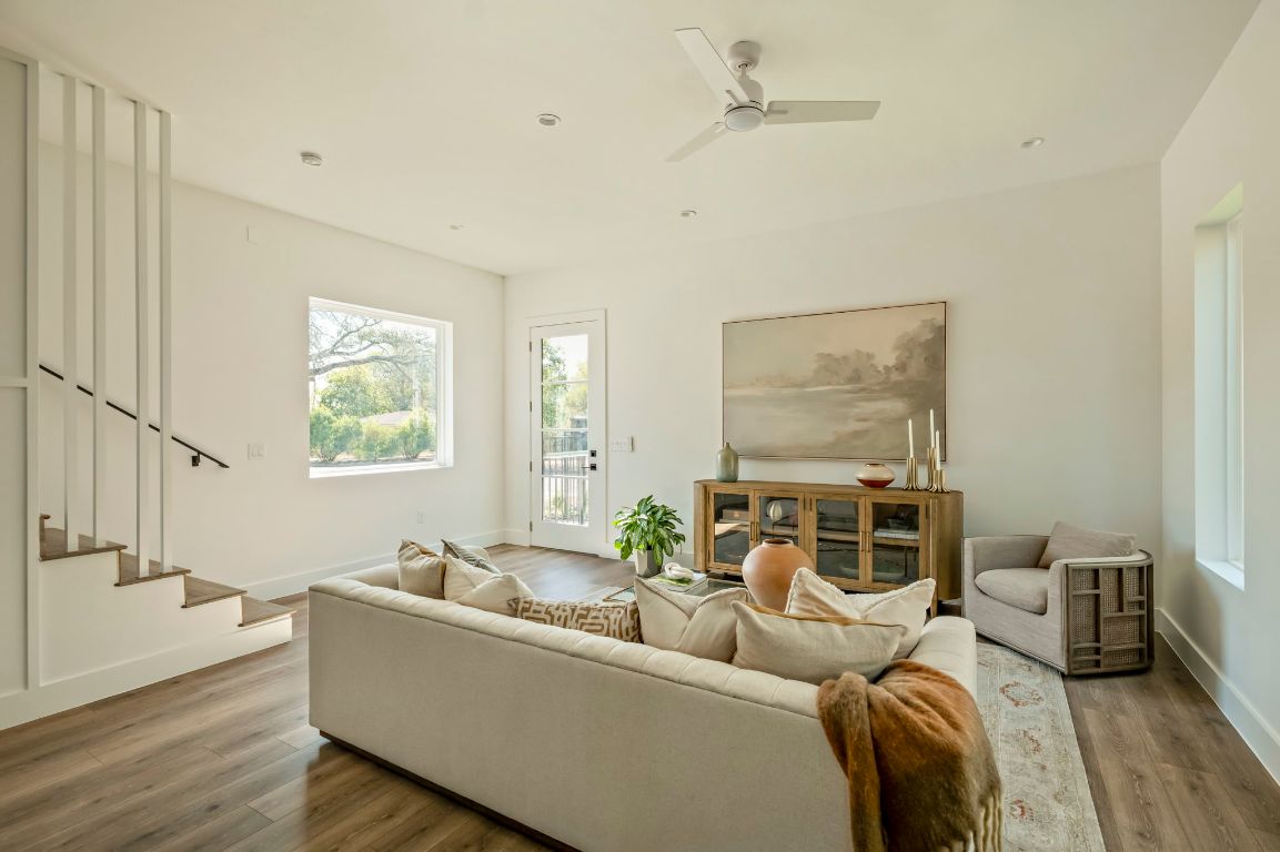 4601 Hank Avenue, Unit 1 Austin, TX 78745 - Photo 5 of 40 Living area with ceiling fan